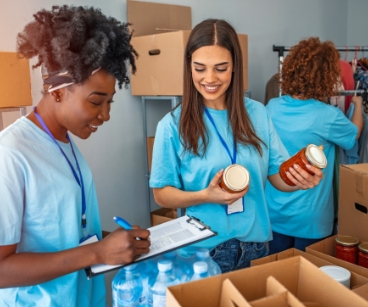 Employees givng back